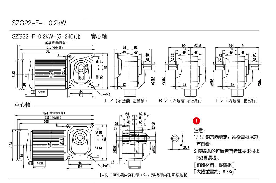 直交电机200W