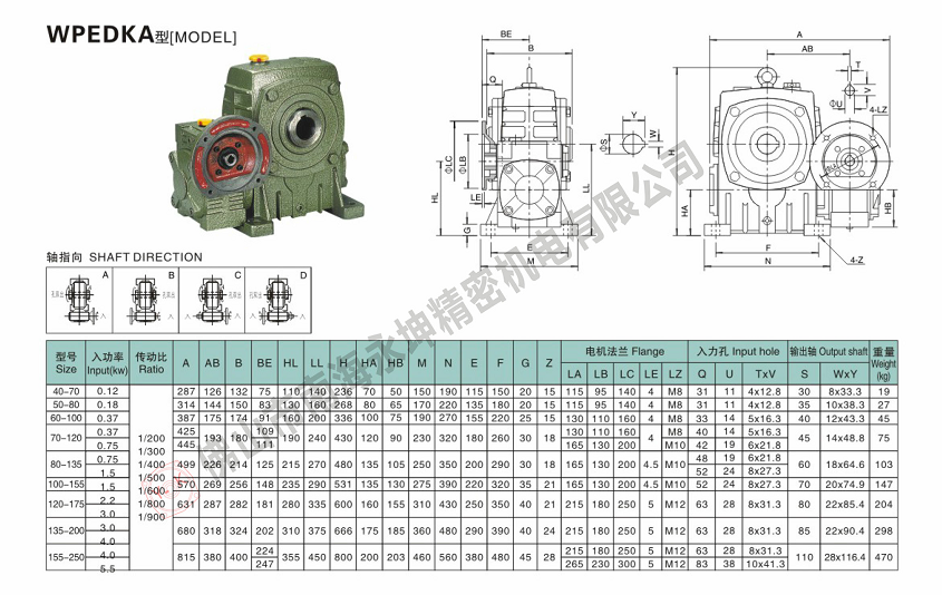 WPEDKA蜗轮蜗杆减速机